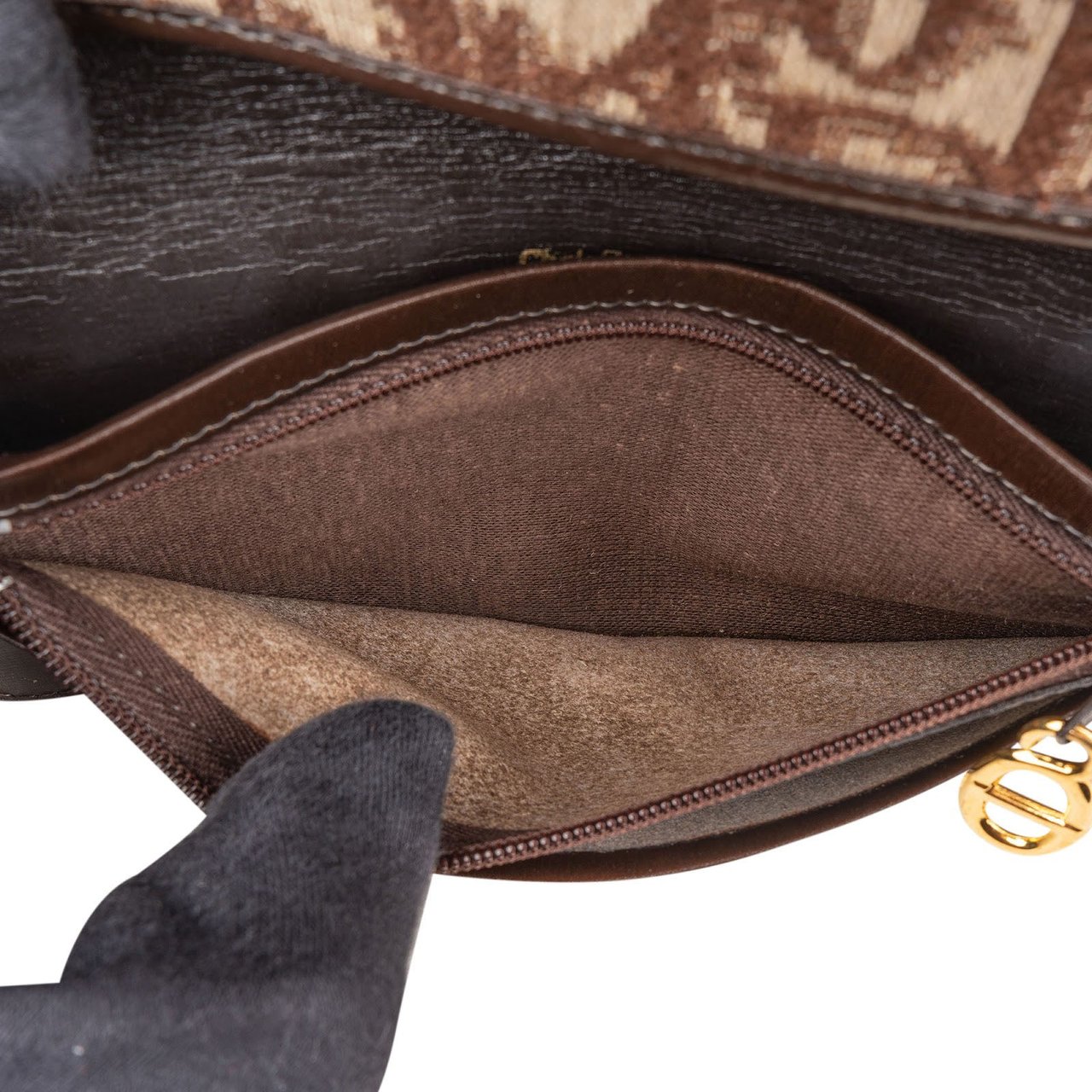 Dior Christian Dior Monogram Trotter Canvas CD Flap Wallet Bruin