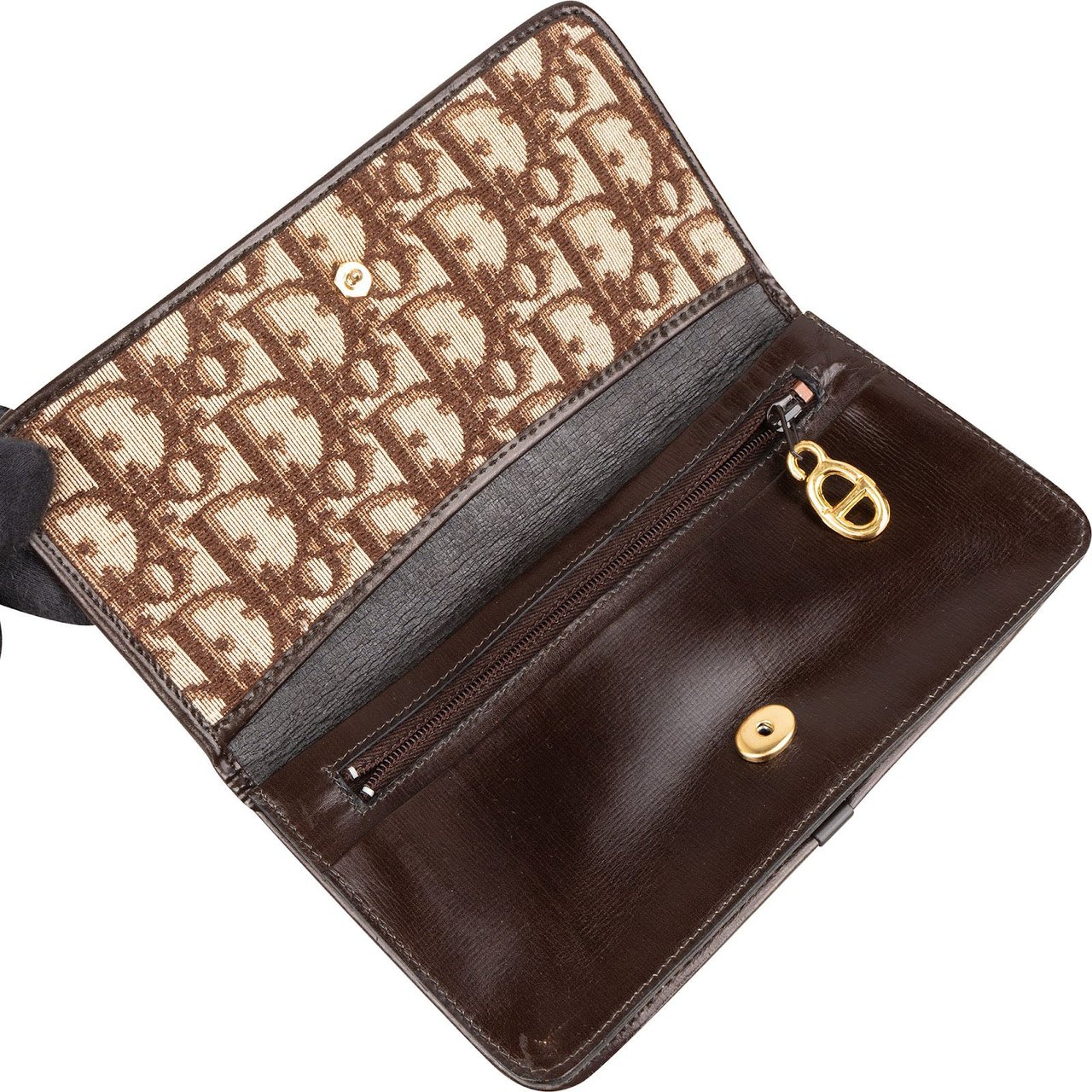 Dior Christian Dior Monogram Trotter Canvas CD Flap Wallet Bruin