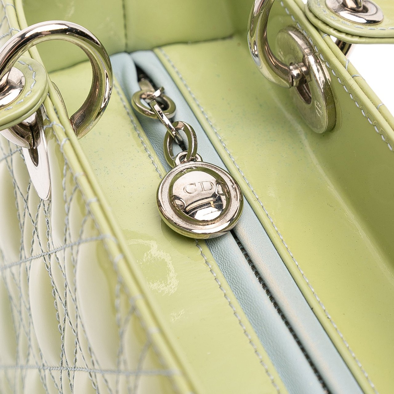 Dior Medium Patent Cannage Lady Dior Groen