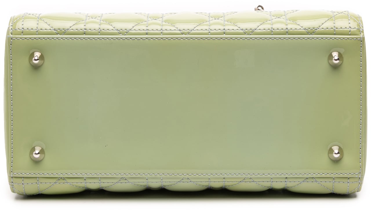 Dior Medium Patent Cannage Lady Dior Groen