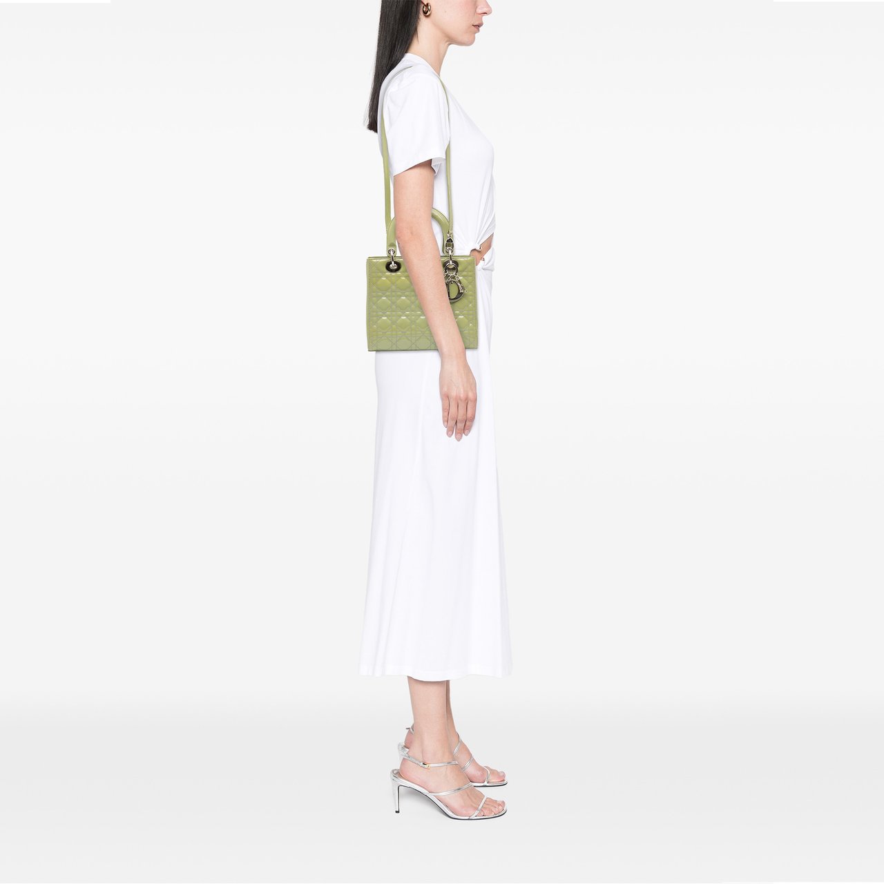 Dior Medium Patent Cannage Lady Dior Groen
