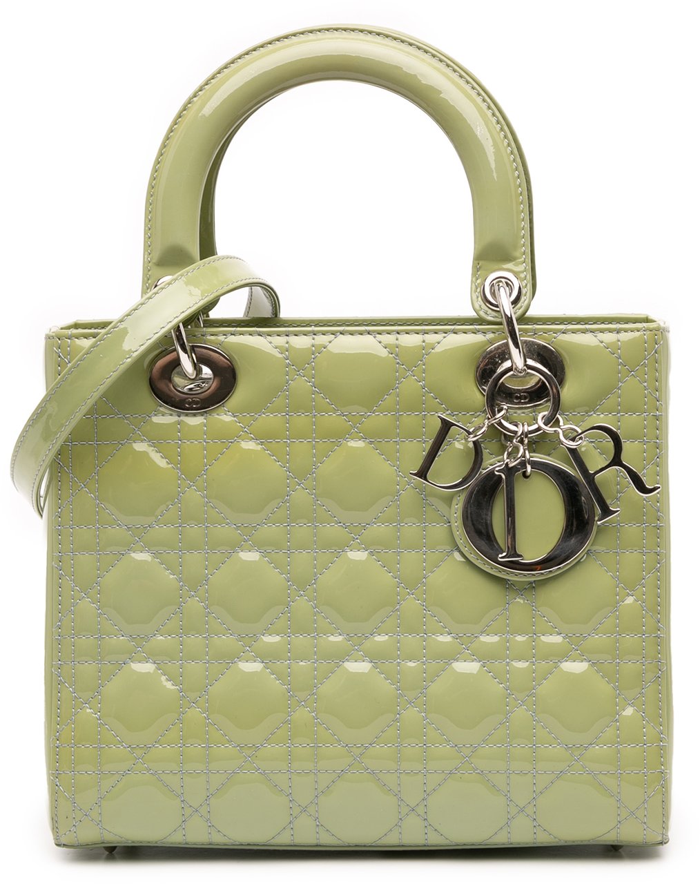 Dior Medium Patent Cannage Lady Dior Groen