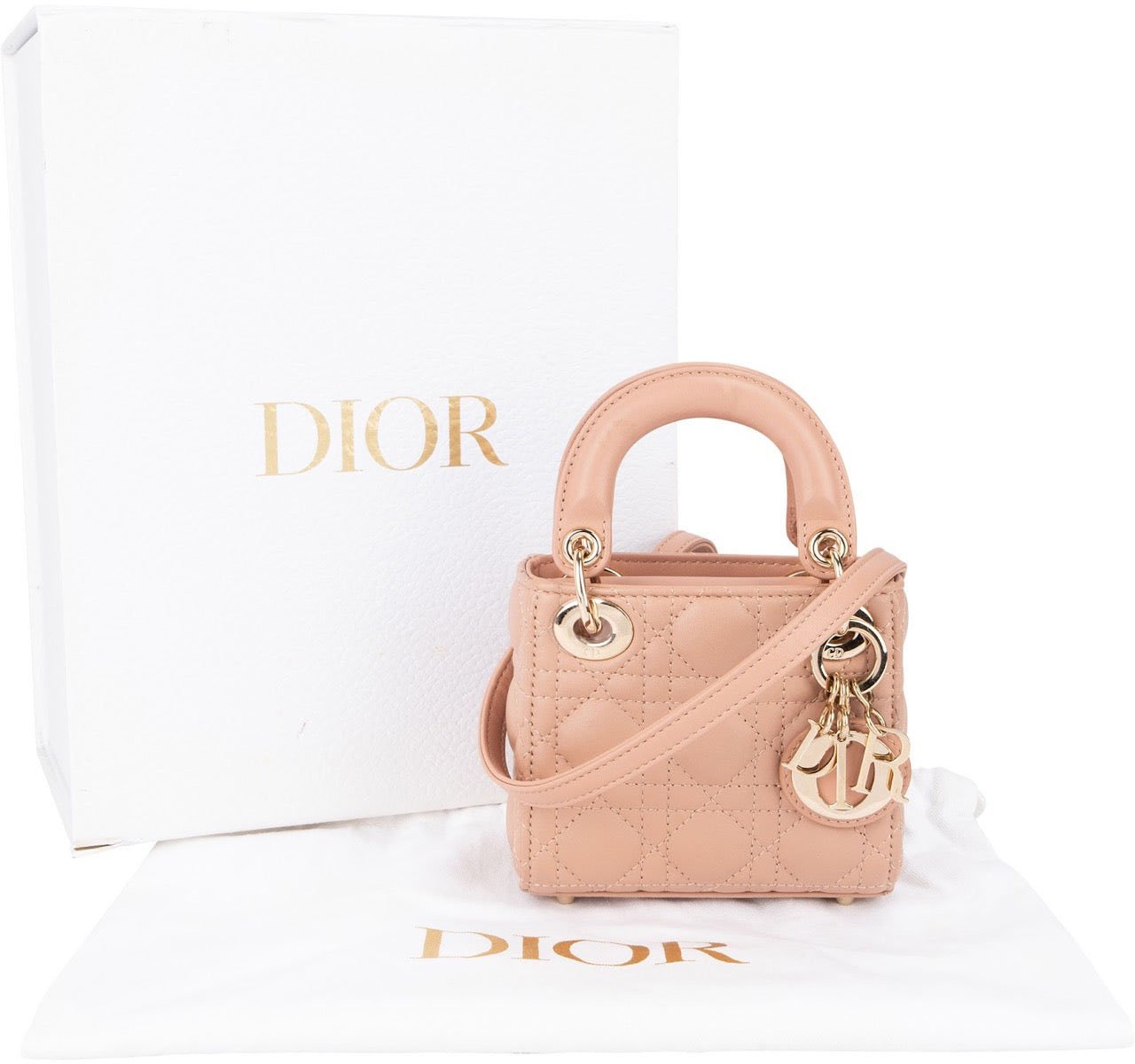 Dior Christian Dior Lambskin Micro Lady Dior Crossbody Handbag Rood