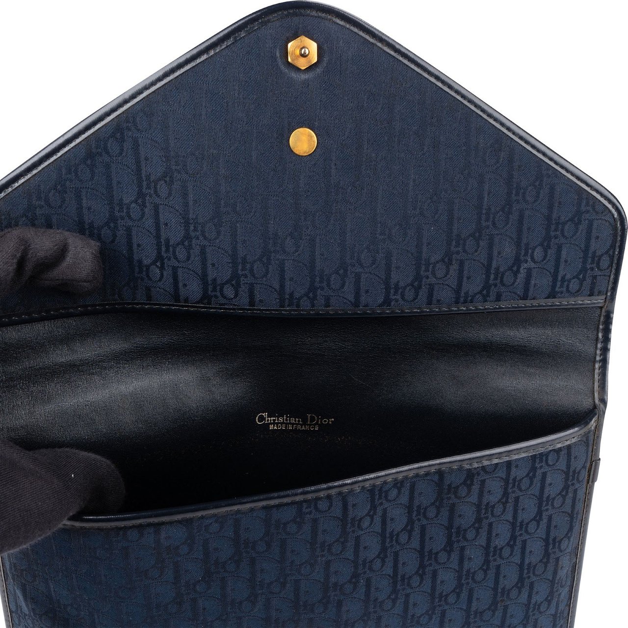 Dior Christian Dior Oblique Jacquard Monogram Envelope Clutch Blauw