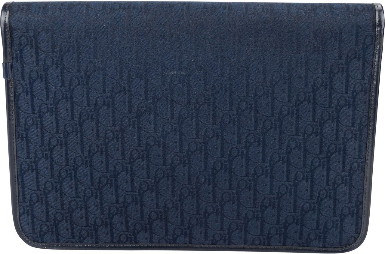 Dior Christian Dior Oblique Jacquard Monogram Envelope Clutch Blauw