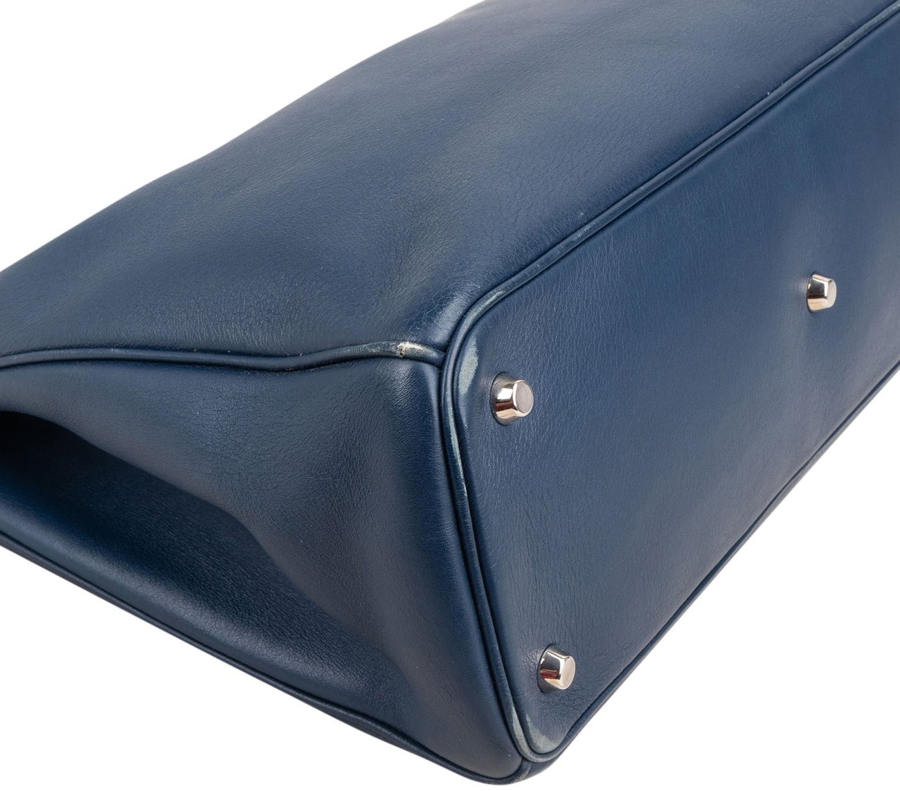 Dior Christian Dior Blue Calfskin Leather Diorissimo Handbag Blauw