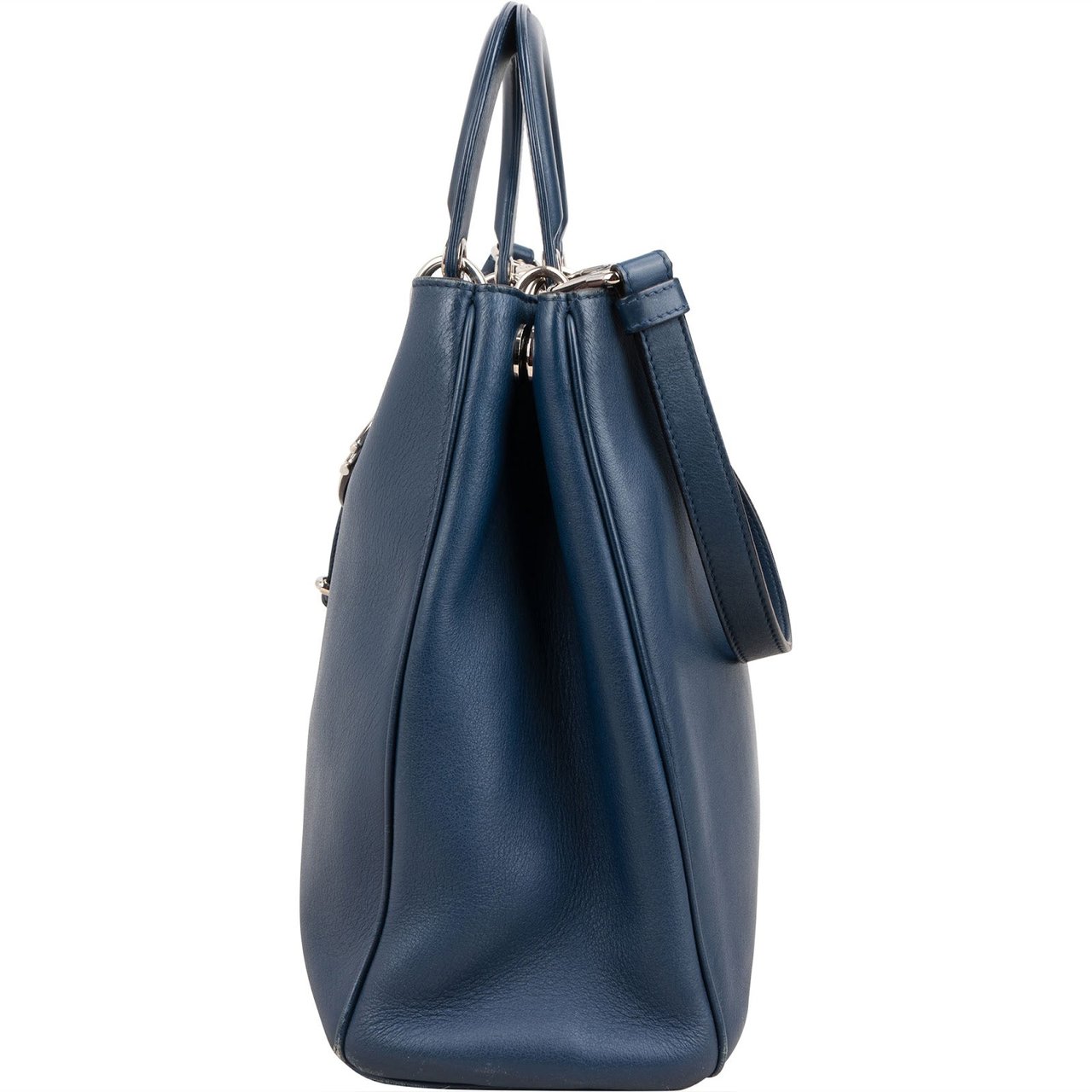 Dior Christian Dior Blue Calfskin Leather Diorissimo Handbag Blauw