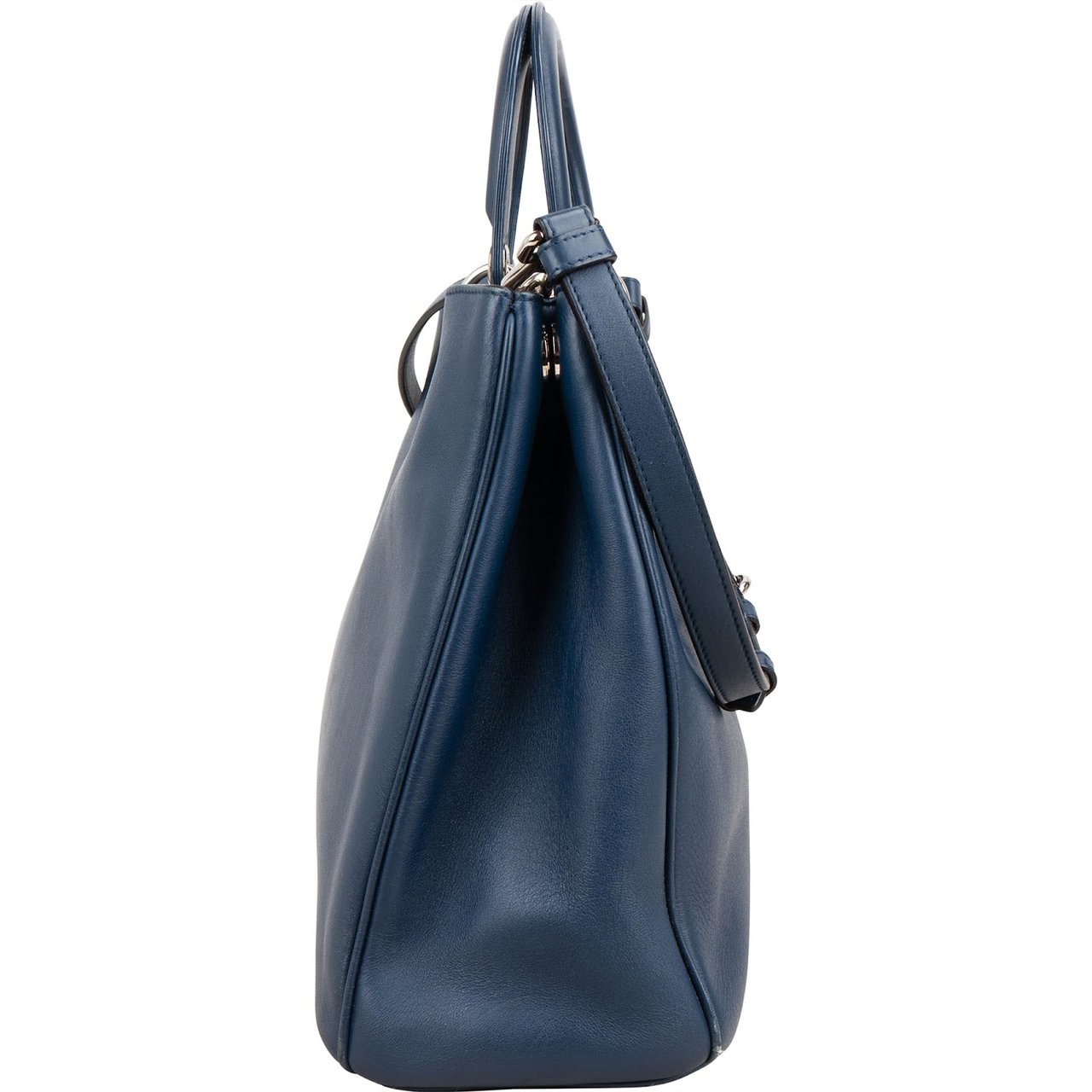 Dior Christian Dior Blue Calfskin Leather Diorissimo Handbag Blauw