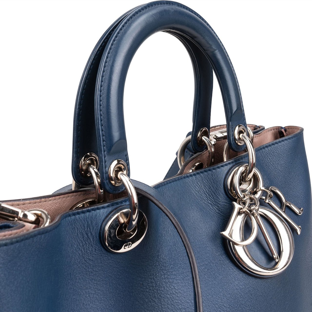 Dior Christian Dior Blue Calfskin Leather Diorissimo Handbag Blauw