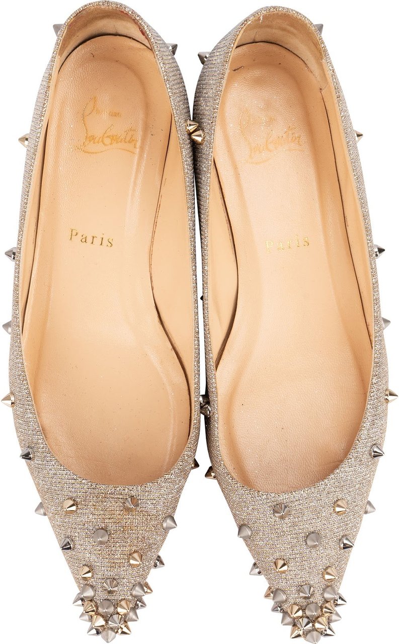 Dior Christian Louboutin Follies Glitter Spikes Ballerina Flats (37) Divers