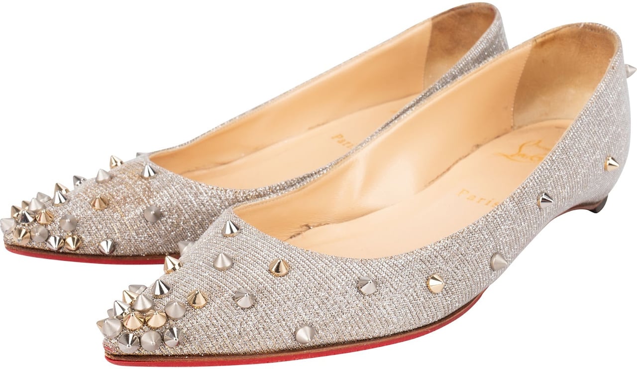 Dior Christian Louboutin Follies Glitter Spikes Ballerina Flats (37) Divers