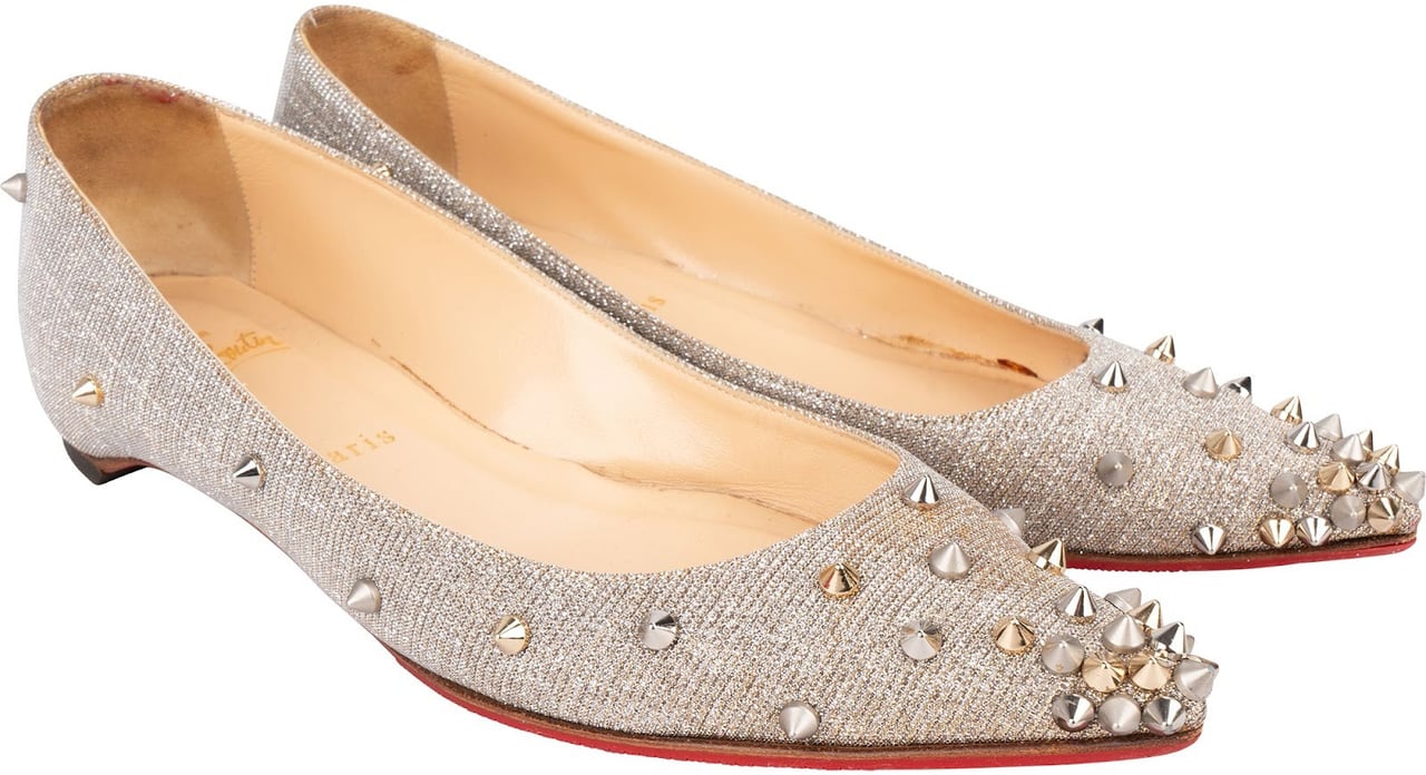 Dior Christian Louboutin Follies Glitter Spikes Ballerina Flats (37) Divers