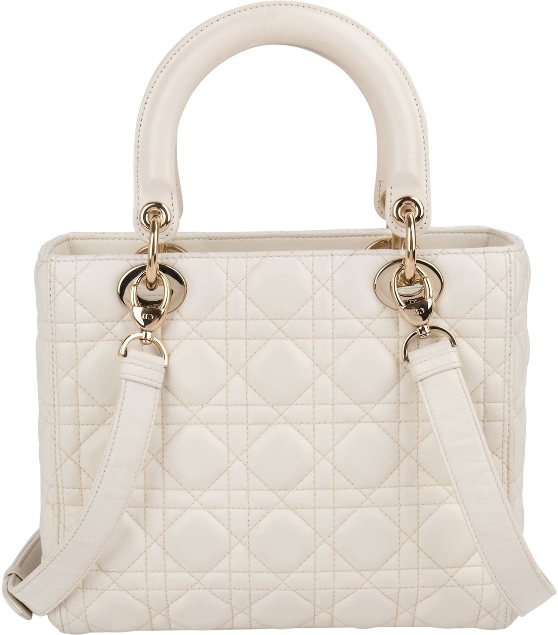 Dior Christian Dior Quilted Leather Cannage Lady Dior Handbag Wit