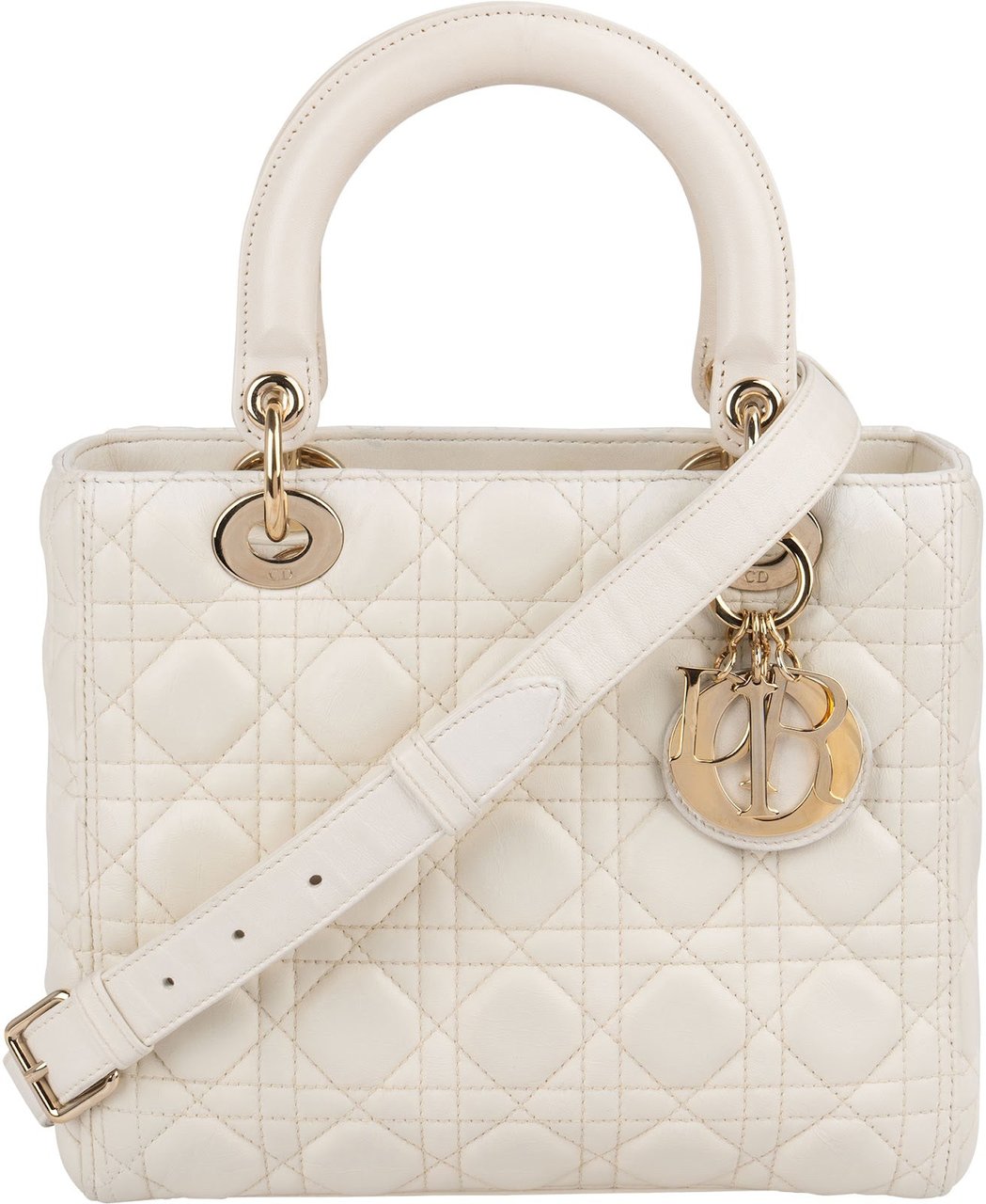 Dior Christian Dior Quilted Leather Cannage Lady Dior Handbag Wit