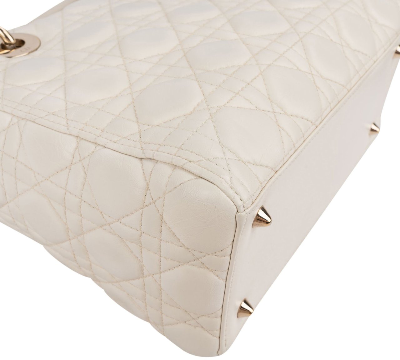 Dior Christian Dior Quilted Leather Cannage Lady Dior Handbag Wit