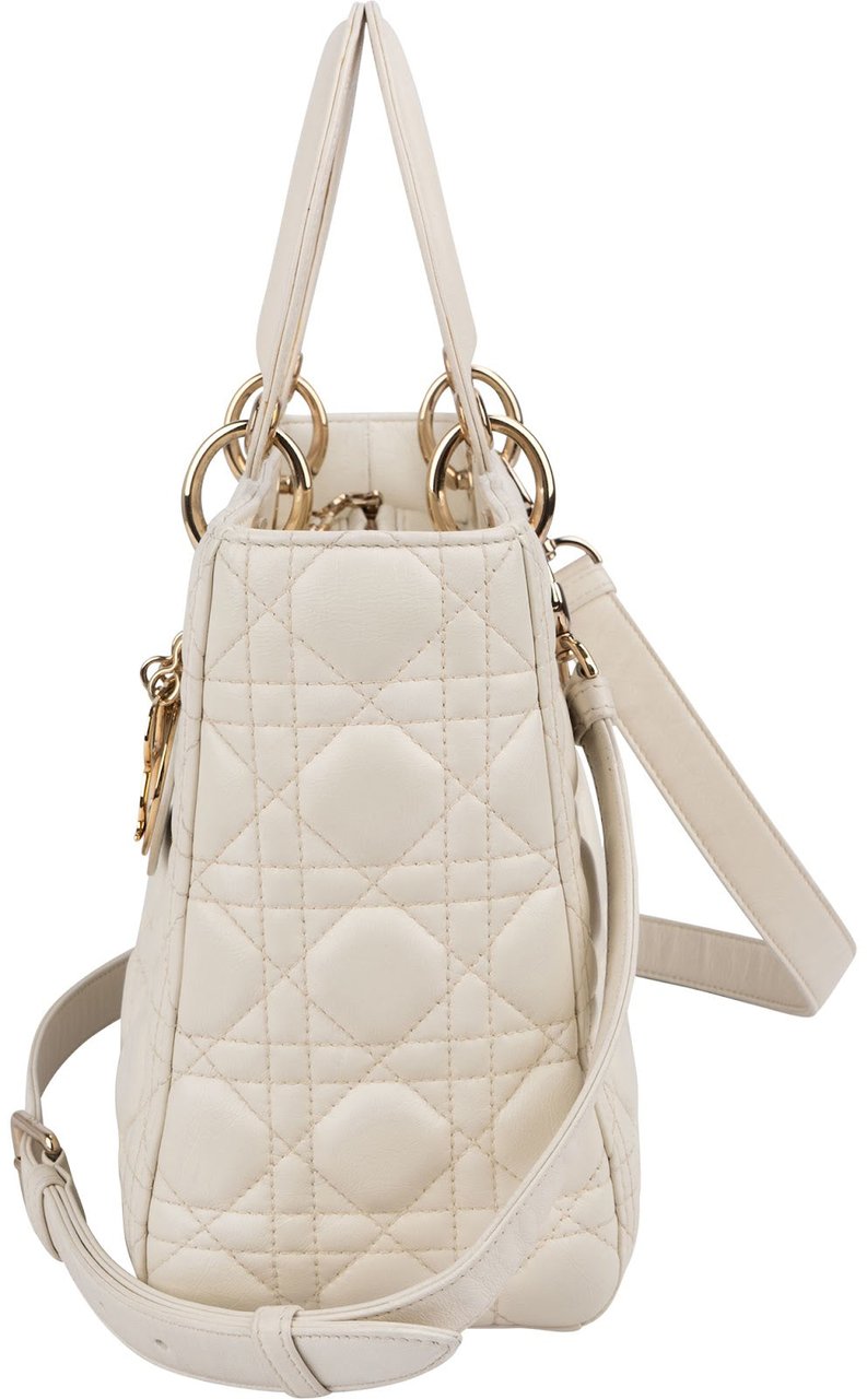Dior Christian Dior Quilted Leather Cannage Lady Dior Handbag Wit
