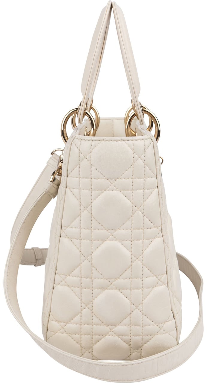Dior Christian Dior Quilted Leather Cannage Lady Dior Handbag Wit