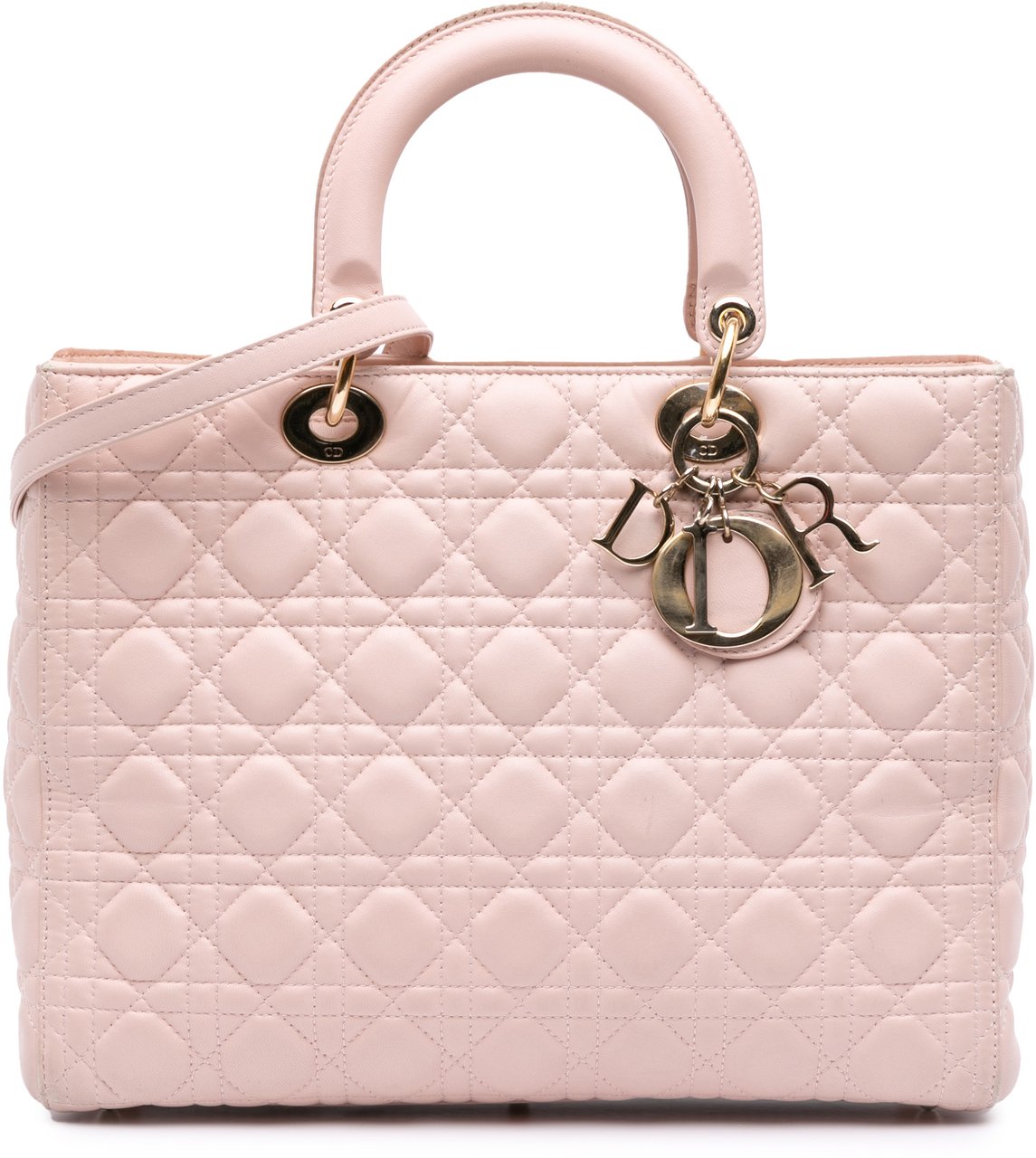 Dior Large Lambskin Cannage Lady Dior Roze