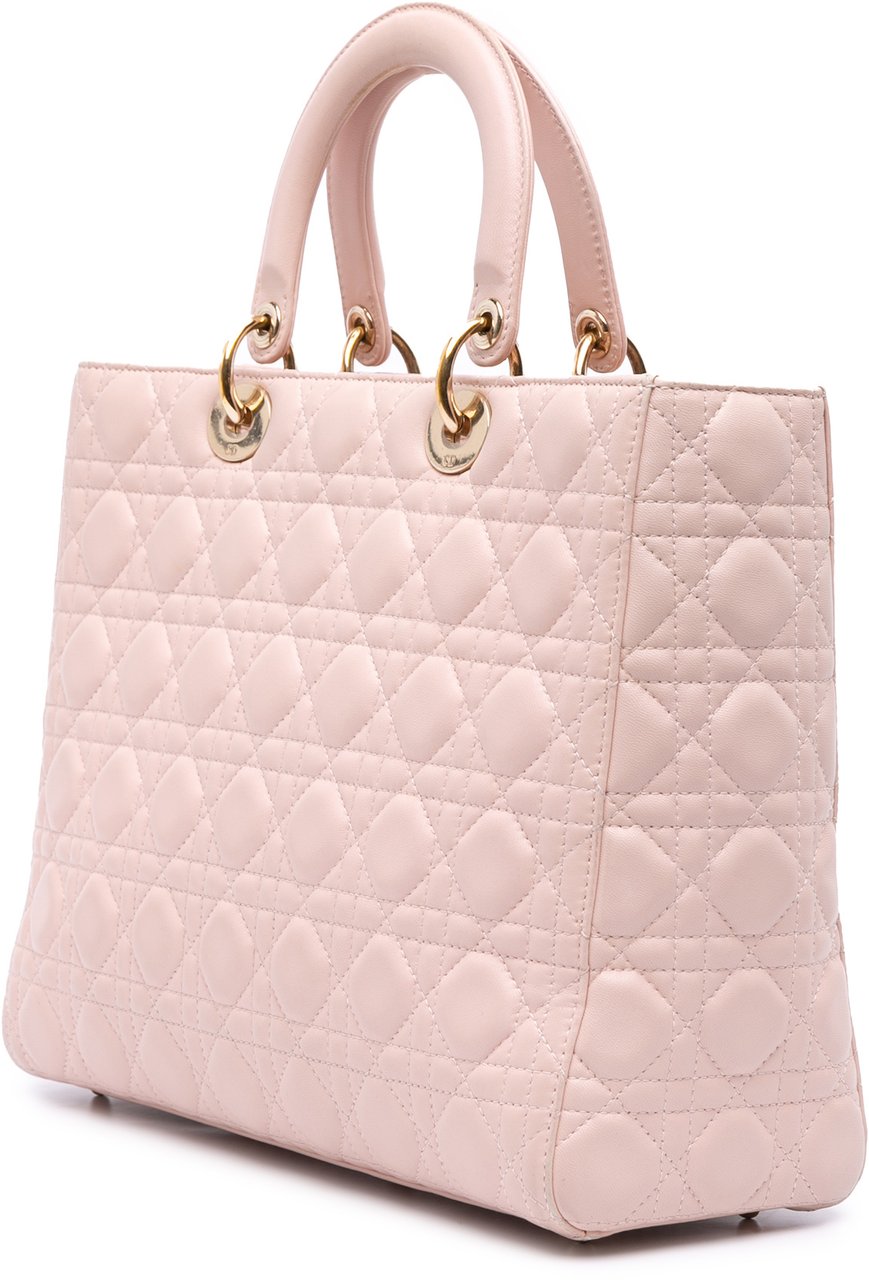 Dior Large Lambskin Cannage Lady Dior Roze