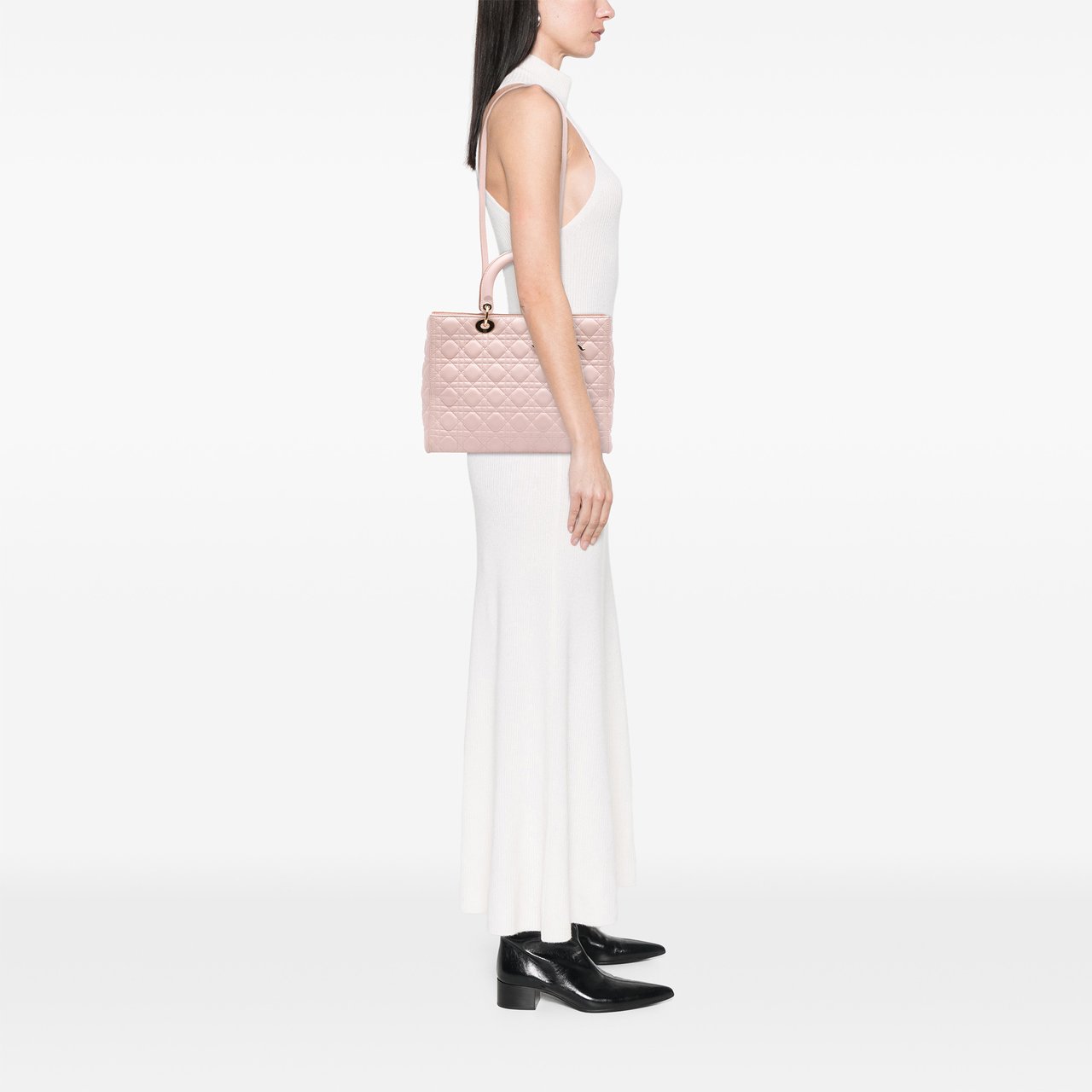 Dior Large Lambskin Cannage Lady Dior Roze