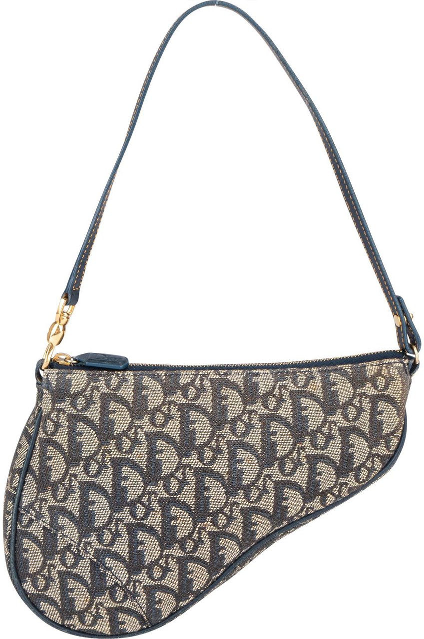 Dior Christian Dior Trotter Monogram Mini Saddle Handbag Blauw