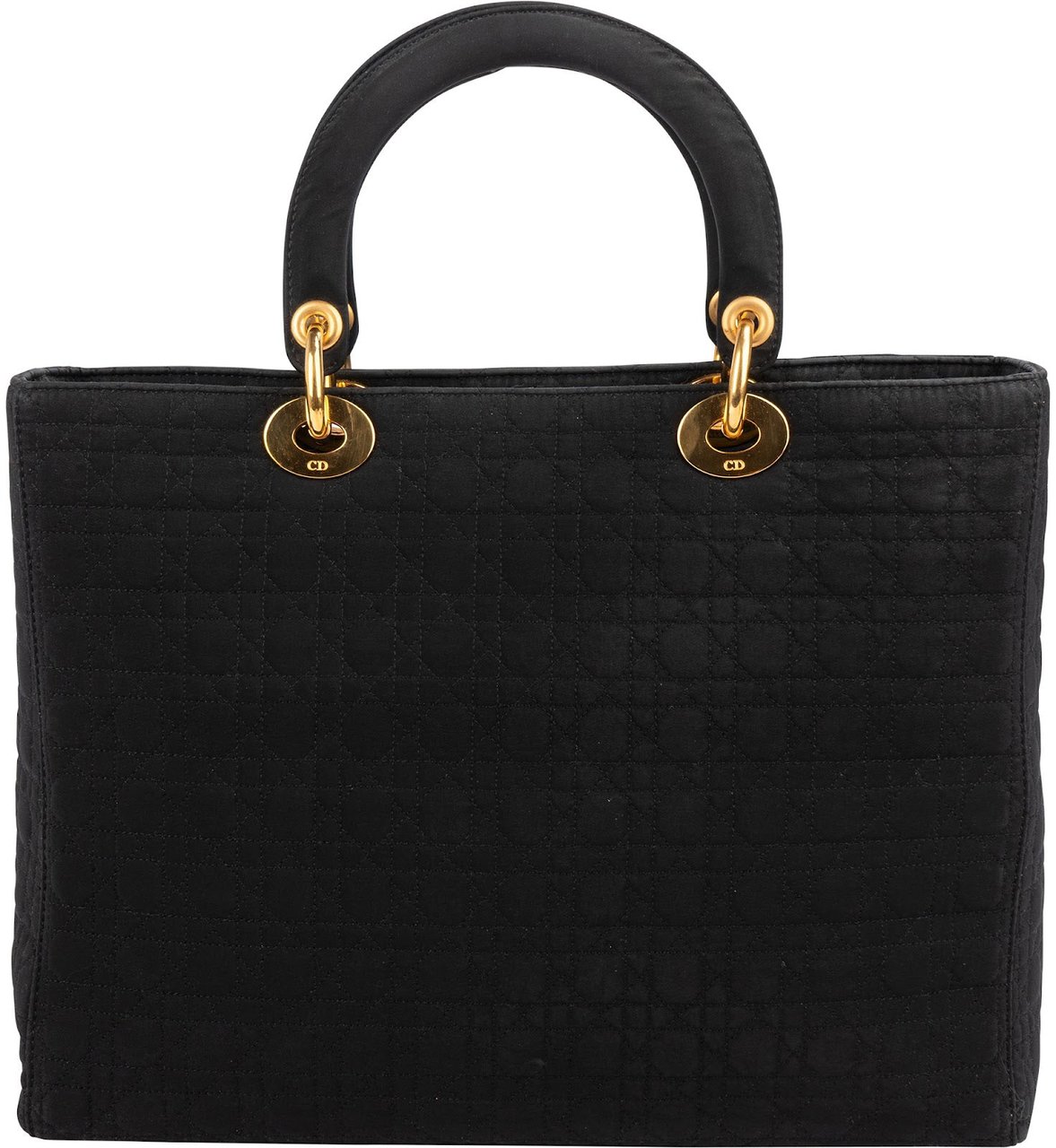 Dior Christian Dior Cotton Cannage Medium Lady Dior Handbag Zwart