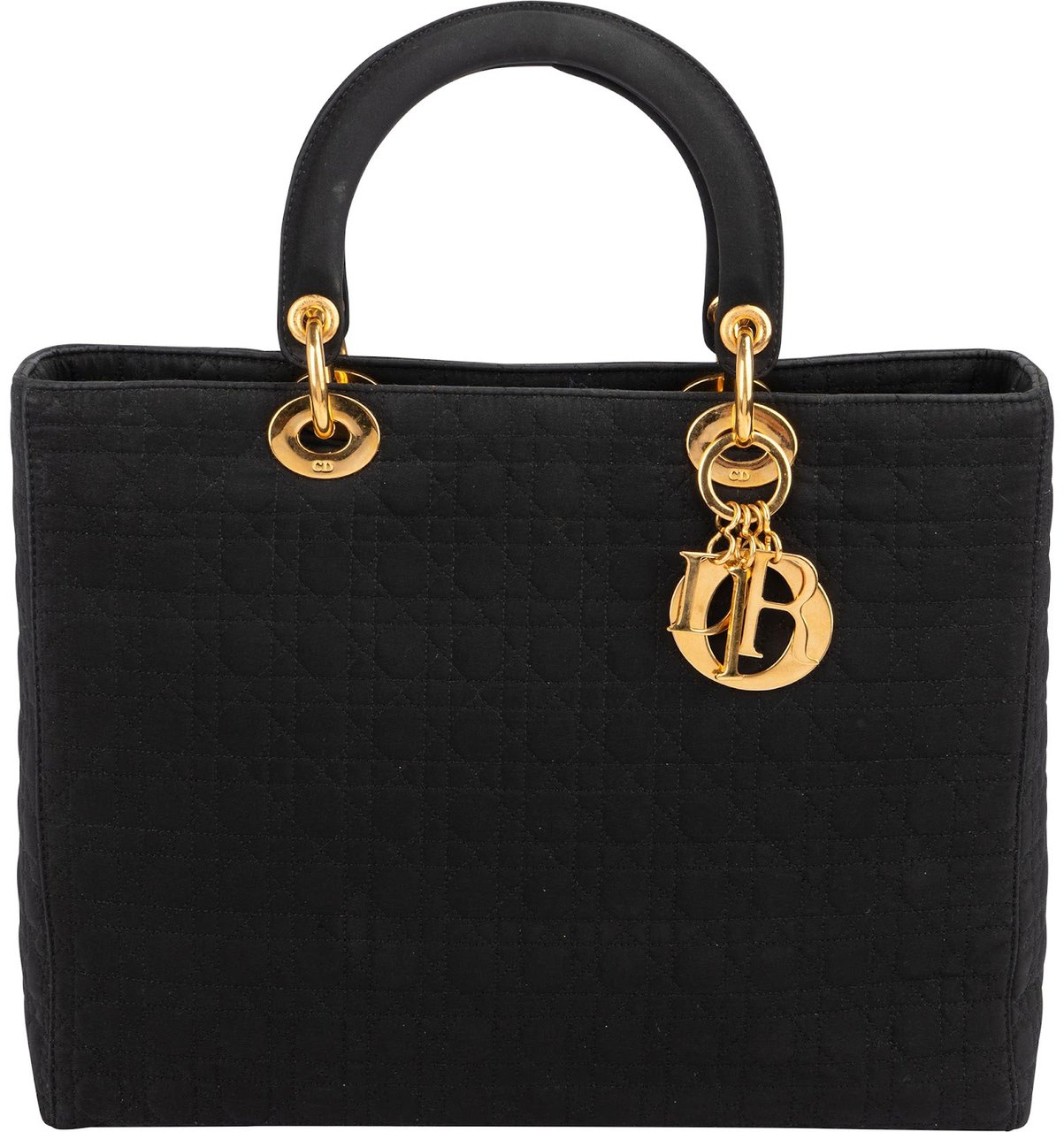 Dior Christian Dior Cotton Cannage Medium Lady Dior Handbag Zwart