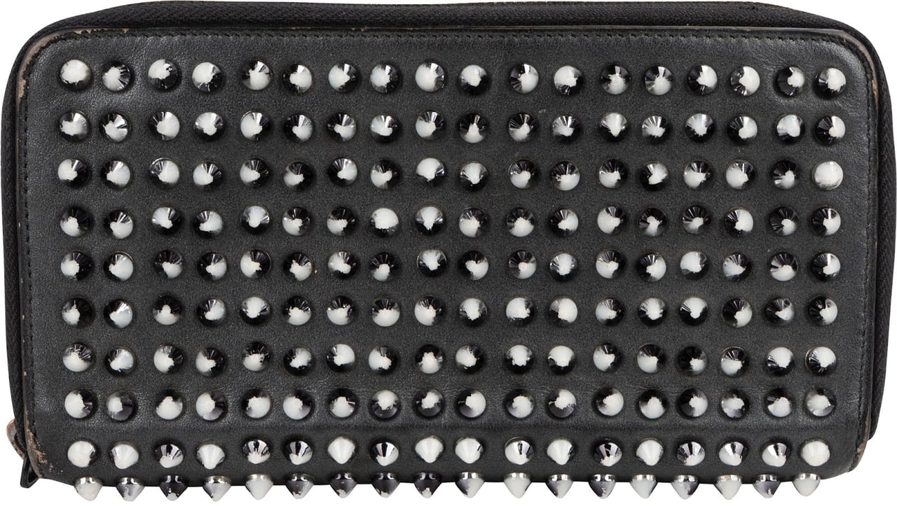 Dior Christian Louboutin Panettone Spikes Zippy Wallet Zwart