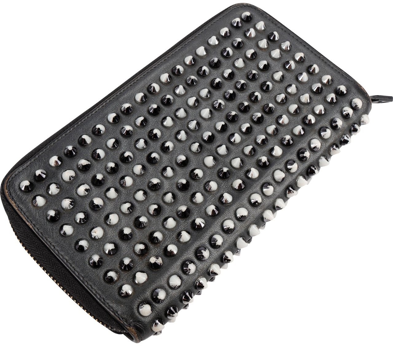 Dior Christian Louboutin Panettone Spikes Zippy Wallet Zwart