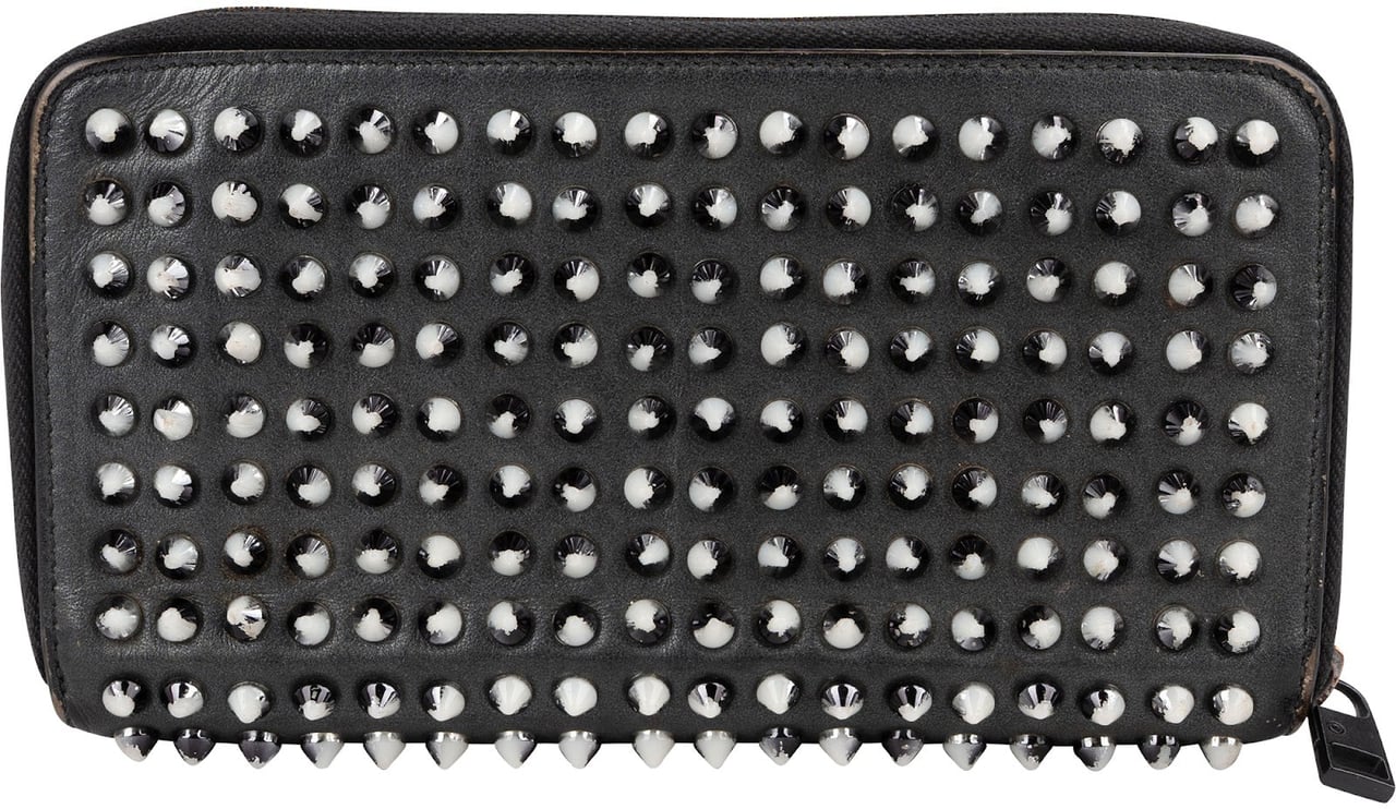 Dior Christian Louboutin Panettone Spikes Zippy Wallet Zwart