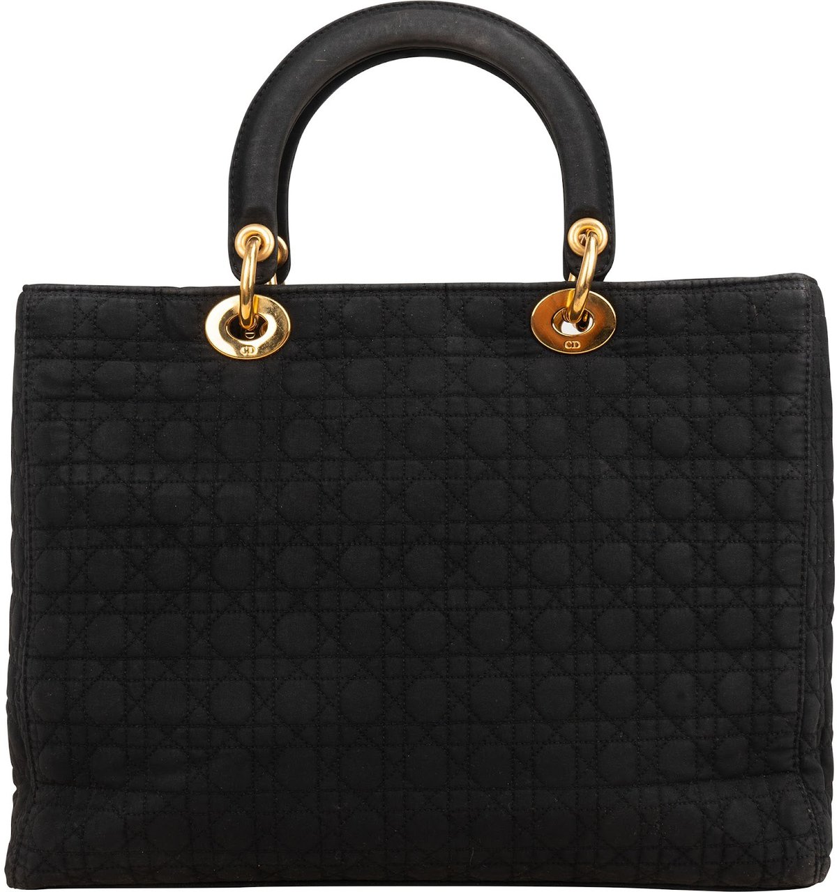 Dior Christian Dior Quilted Nylon Cannage Large Lady Dior Handbag Zwart