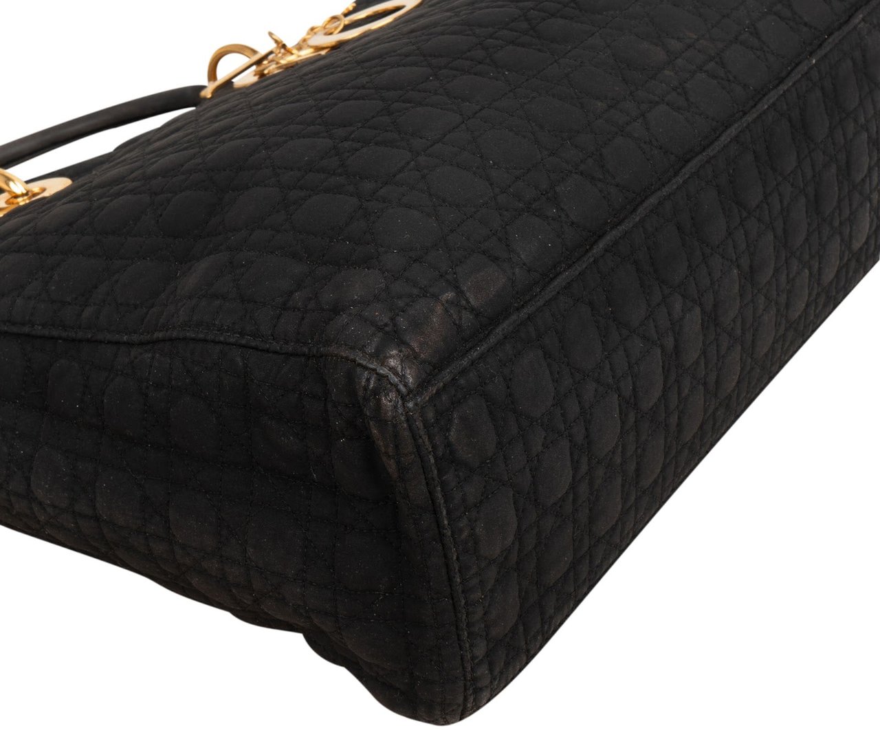 Dior Christian Dior Quilted Nylon Cannage Large Lady Dior Handbag Zwart