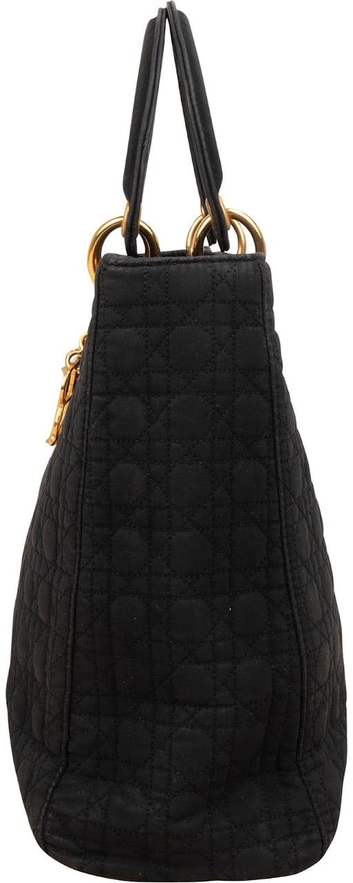 Dior Christian Dior Quilted Nylon Cannage Large Lady Dior Handbag Zwart