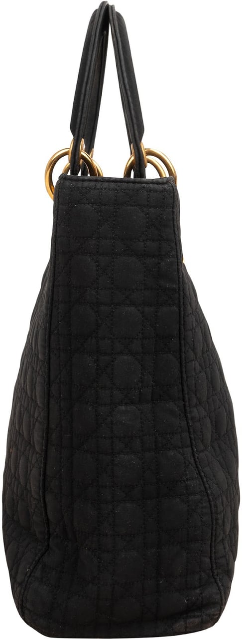 Dior Christian Dior Quilted Nylon Cannage Large Lady Dior Handbag Zwart