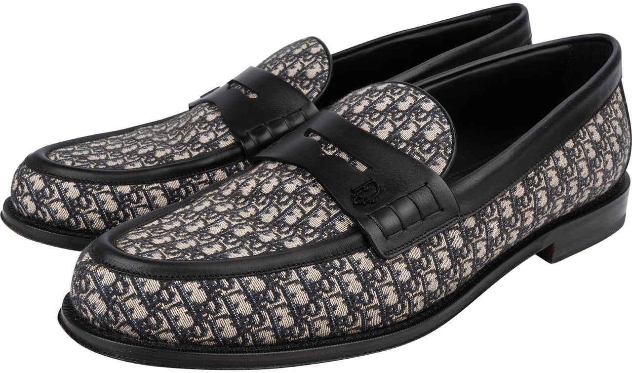 Dior Oblique Jacquard Monogram Leather Explorer Loafers (45) Zwart