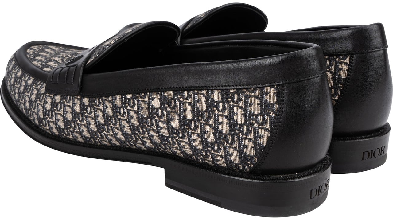 Dior Oblique Jacquard Monogram Leather Explorer Loafers (45) Zwart