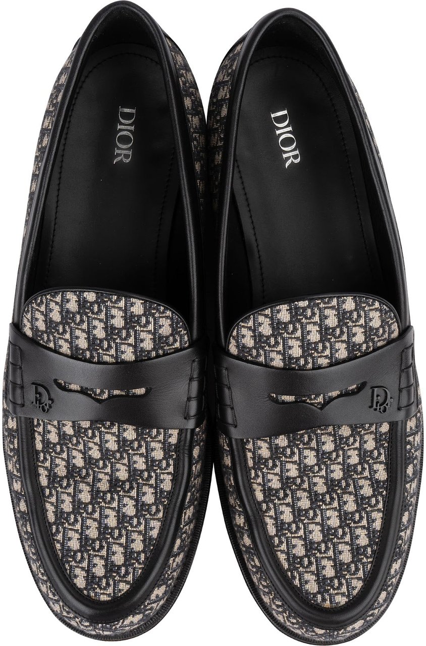Dior Oblique Jacquard Monogram Leather Explorer Loafers (45) Zwart