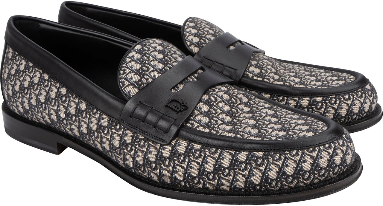 Dior Oblique Jacquard Monogram Leather Explorer Loafers (45) Zwart
