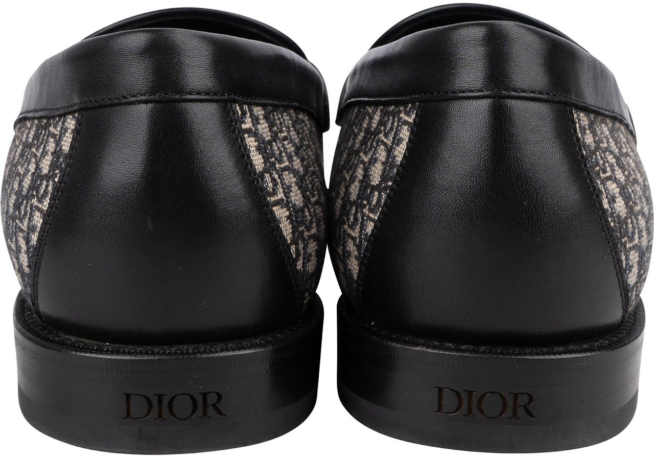 Dior Oblique Jacquard Monogram Leather Explorer Loafers (45) Zwart