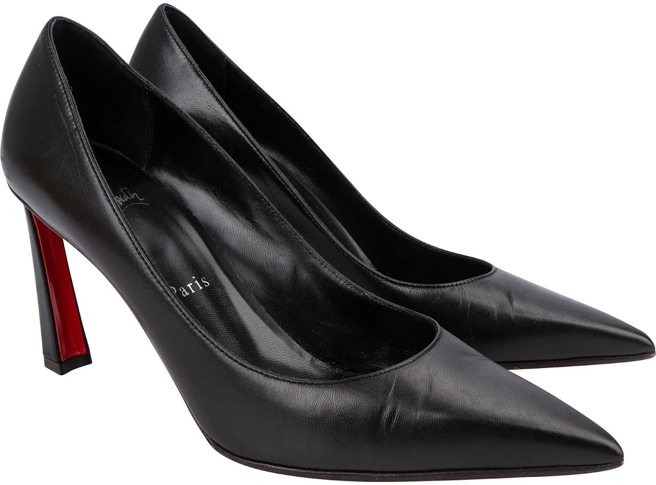Dior Christian Louboutin Black Leather Asticoc Pumps (37) Zwart