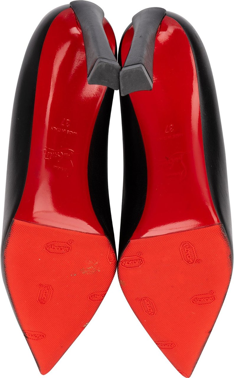 Dior Christian Louboutin Black Leather Asticoc Pumps (37) Zwart