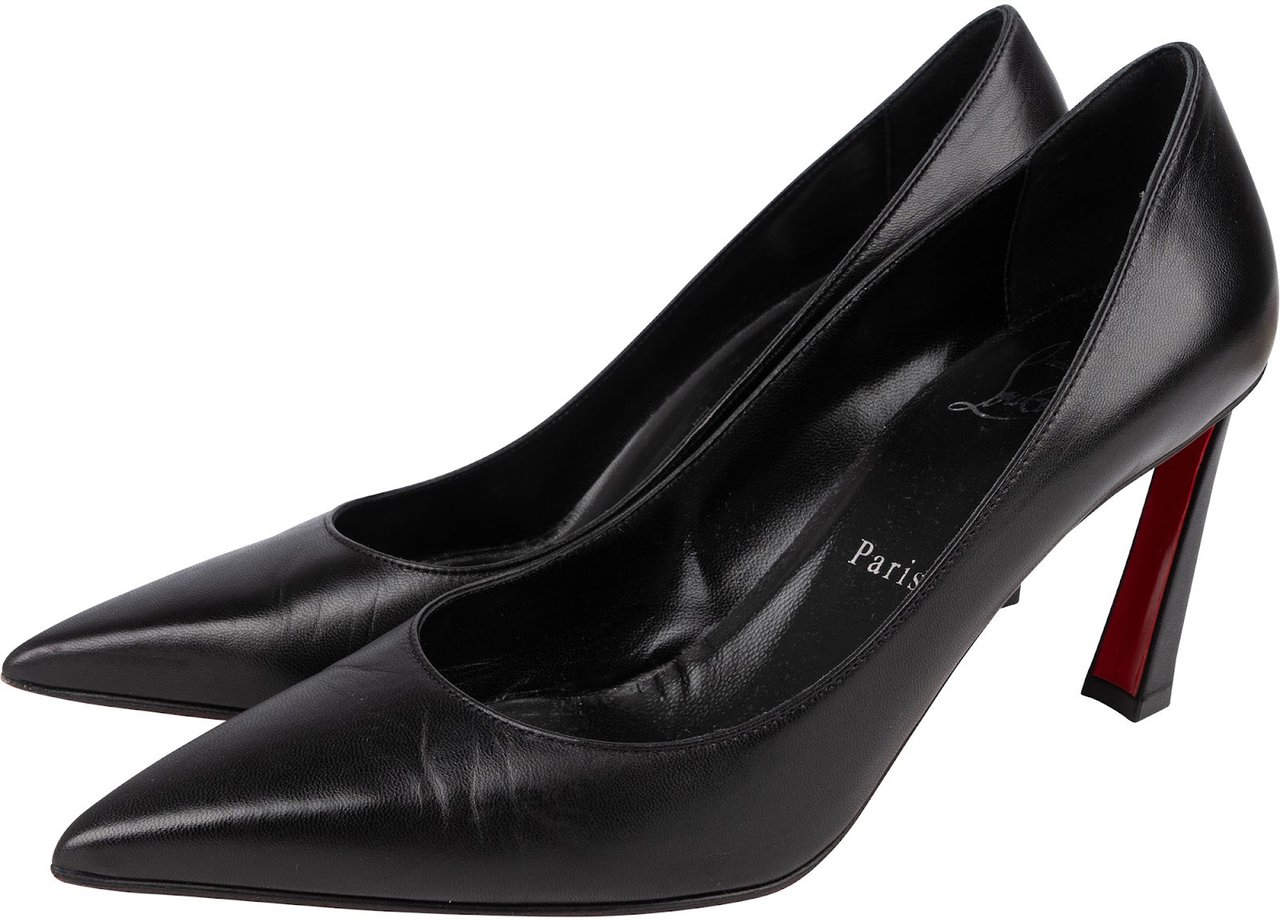 Dior Christian Louboutin Black Leather Asticoc Pumps (37) Zwart