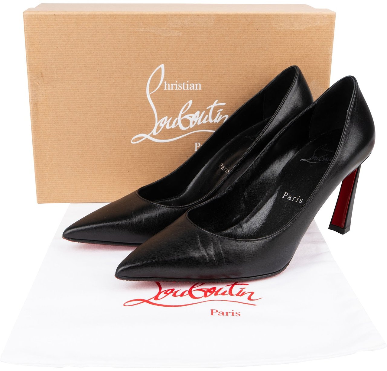 Dior Christian Louboutin Black Leather Asticoc Pumps (37) Zwart