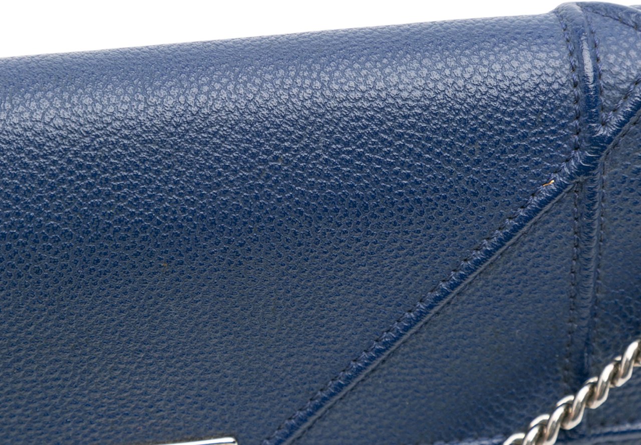 Dior Grained Calfskin Diorama Croisiere Wallet on Chain Blauw