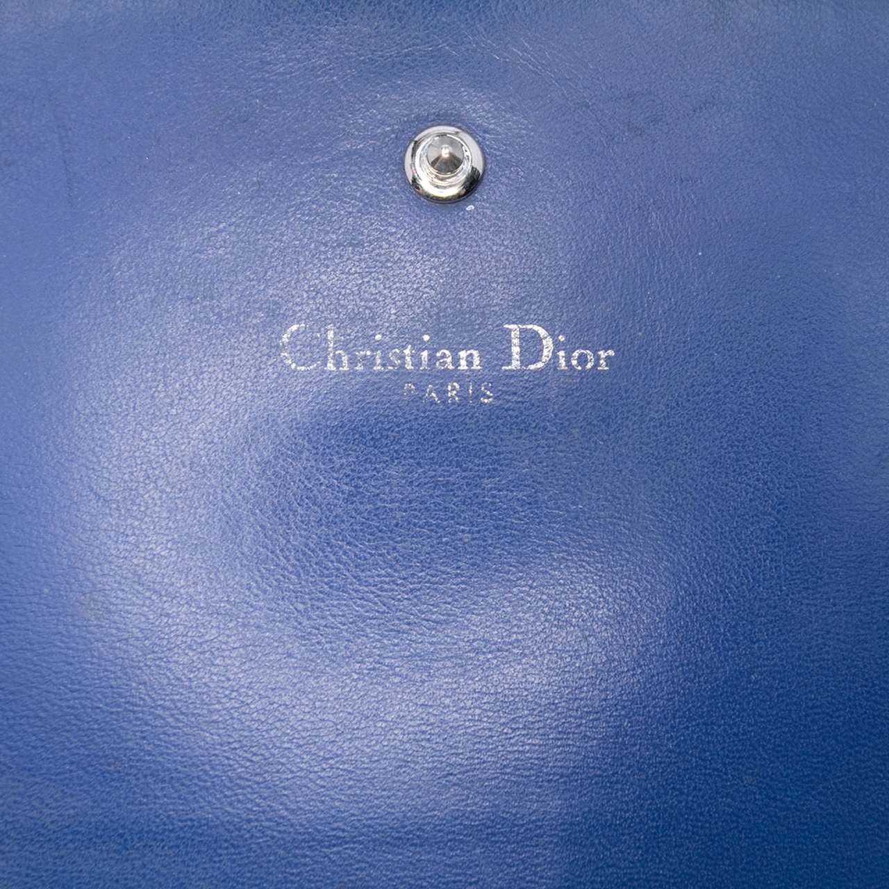 Dior Grained Calfskin Diorama Croisiere Wallet on Chain Blauw