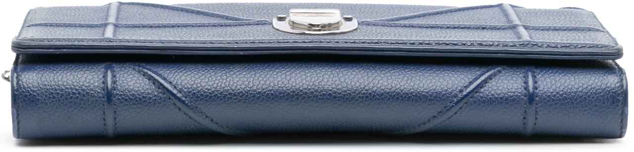 Dior Grained Calfskin Diorama Croisiere Wallet on Chain Blauw