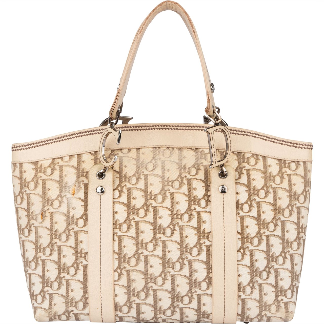 Dior Christian Dior Trotter Monogram Floral Handbag Beige
