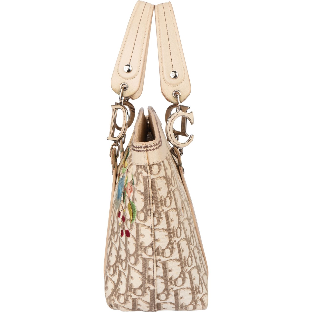 Dior Christian Dior Trotter Monogram Floral Handbag Beige