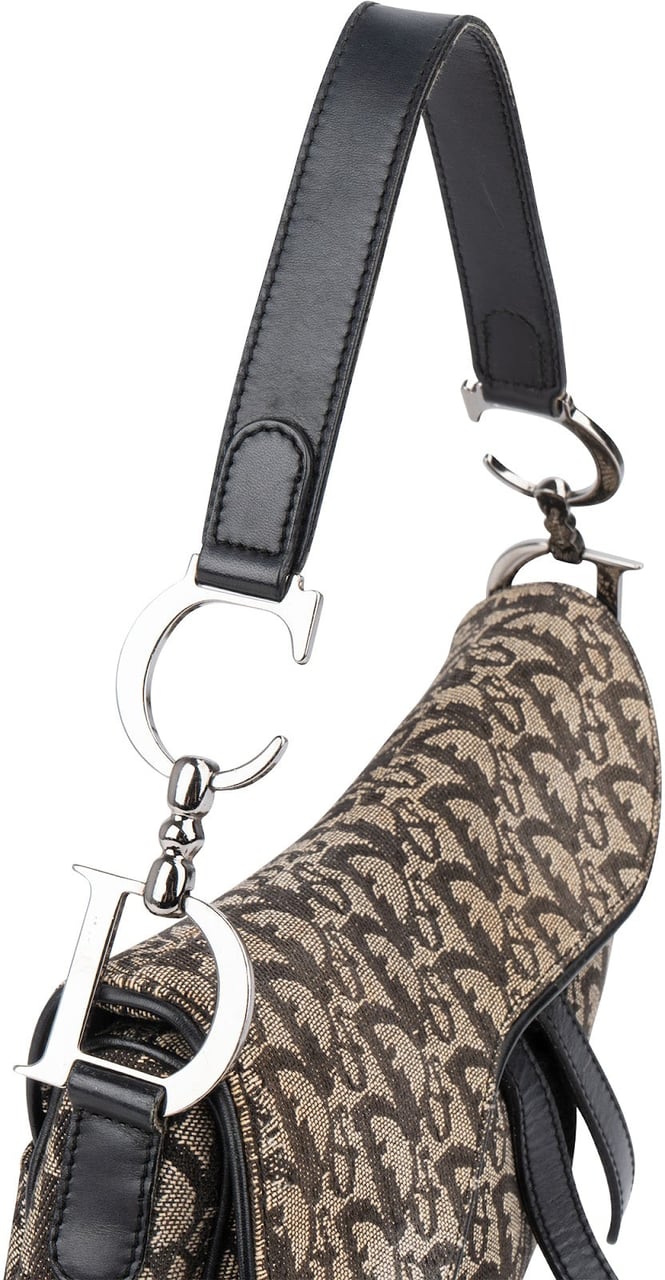 Dior Christian Dior Oblique Jacquard Saddle Shoulder Bag Bruin