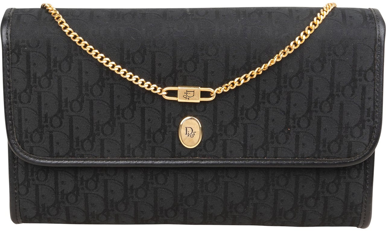 Dior Christian Dior Oblique Monogram Single Flap Shoulder Bag Zwart